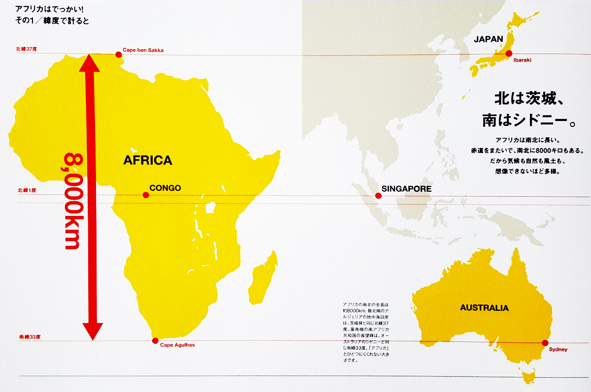 Lage und Dimenion Afrikas nach Akira Ikegami 2013